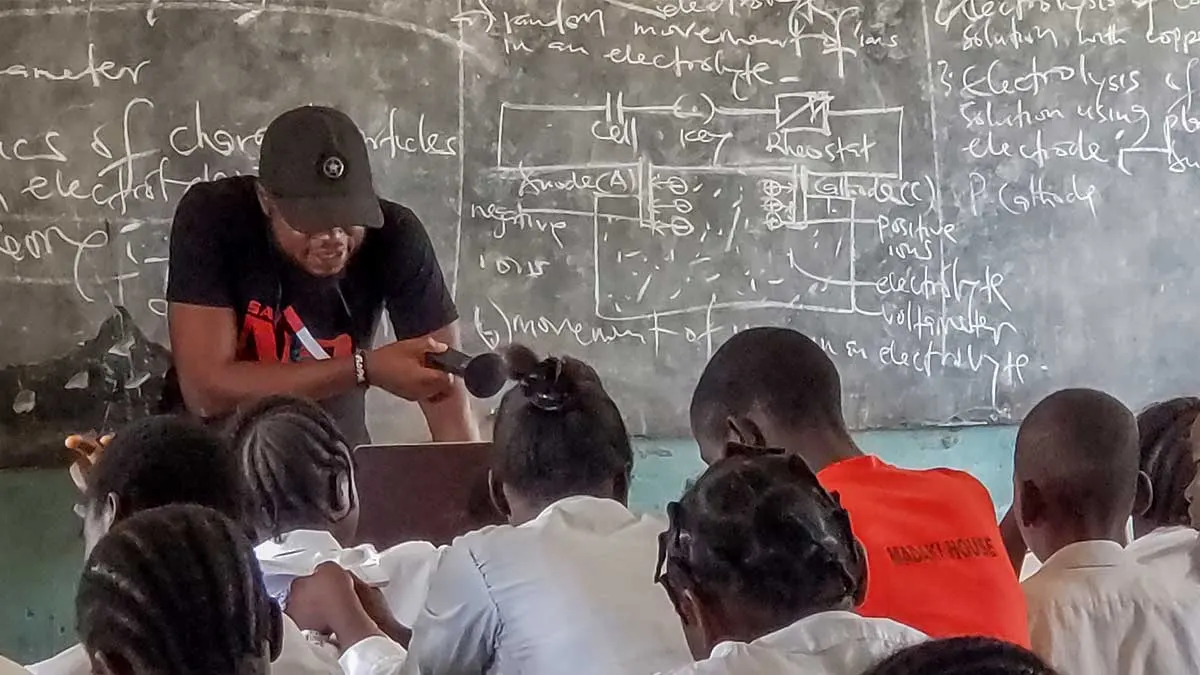 Our team member Tolu Yakubu lecturing kids on the danger of drugs