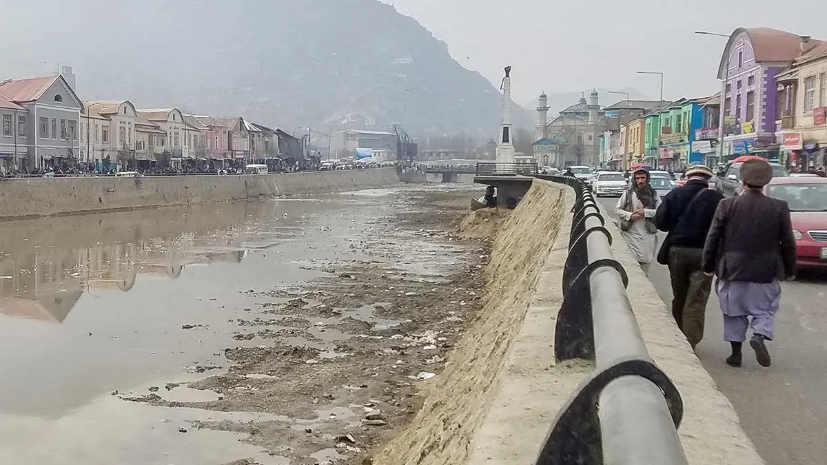 Stream in Kabul where addicts hang out