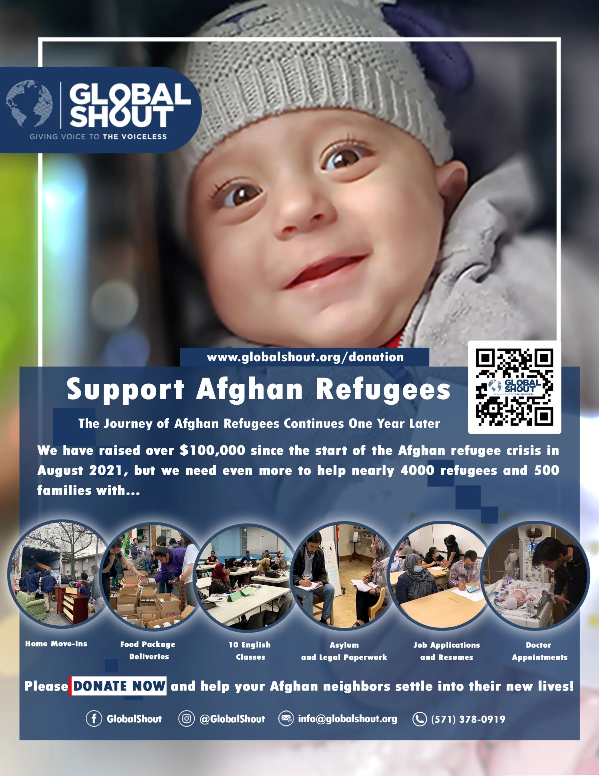 Afghan refugee families supported by Global Shout